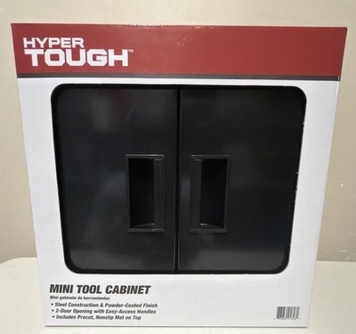 Hyper Tough Mini Tool Cabinet Black Steel 2 Door Workbench Storage VIRAL NIB
