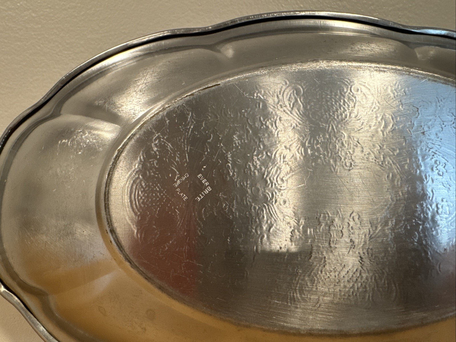 Gravy Boat & Serving Tray Stainless Non-Tarnish Carefree Ever Bright Chrome