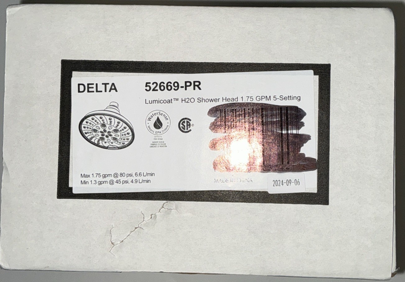 Delta 52669-PR 1.75 GPM Multi Function Shower Head Lumicoat Chrome ...