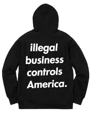 Sweat à capuche Supreme Illegal Business Controls America noir taille M style... - Photo 1/4