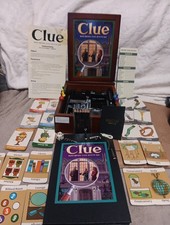 Clue Vintage Game Collection Complete Wood Box Bookshelf Edition Replaced Mover