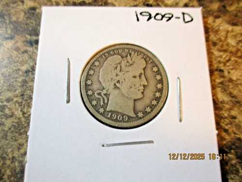 1909-D BARBER SILVER QUARTER     40