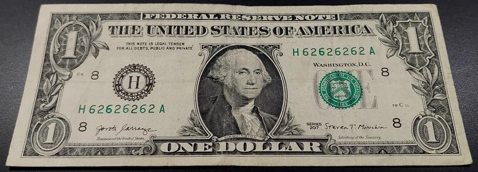 2017 $1 FRN True Binary Super Repeater Fancy Serial Number! 62626262! - Image 2 of 4