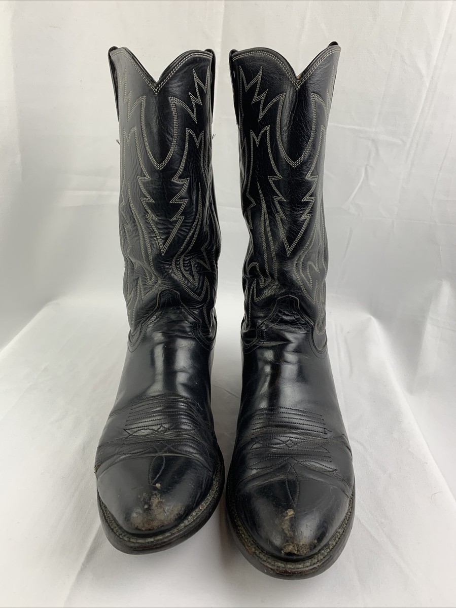 Bottes Cowboy Justin Men's Cuir Noir - Pointure 9.5 D (EU 43) - Très Bon état
