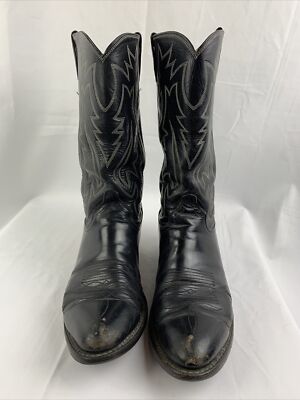 Bottes Western Justin JB1104 – Cuir Noir – Homme – 9.5 D – Enfilage Direct