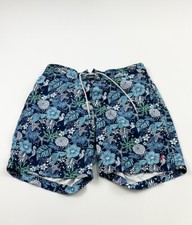 Nautica Shorts Mens L Blue Swim Trunks Board Shorts Floral -2