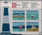 Canada Stamps - Souvenir sheet of 4 - CAPEX-87, Canadian Lighthouses #1066b -MNH