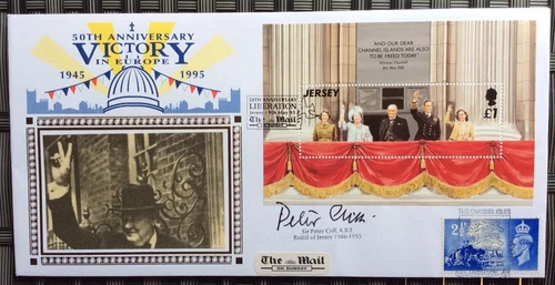 Jersey Bailiff, Sir PETER CRILL Signed 9.5.1995 Liberation of Jersey FDC WW11