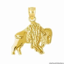 New 14k Gold Bison Pendant