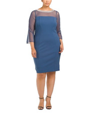 NEW ALEX EVENINGS BLUE EMBELLISHED SHIFT DRESS SIZE 22 W WOMEN 219