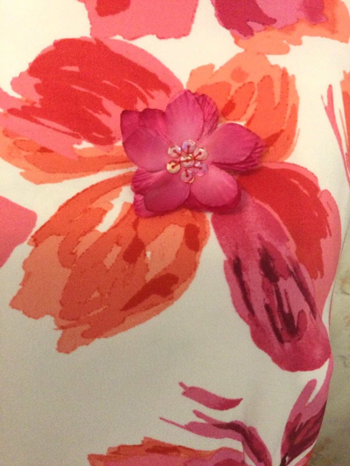 Abito corto ALYX 6 grande rosa e arancione floreale senza maniche A Line anni 60 retrò in maglia