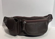 iLi Toronto Genuine Leather Brown Unisex Waist Belt Bag Fanny Pack Biker Purse