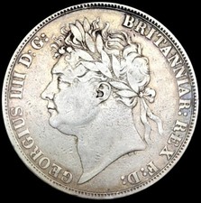 RARE - 1821 GREAT BRITAIN .925 SILVER CROWN KING GEORGE IV SECUNDO # 0681
