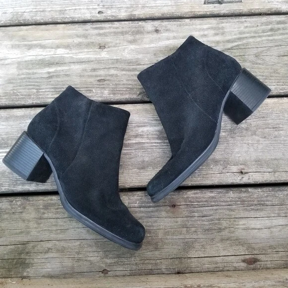 Botines Punk Bratz Vintage Años 90 y2k Cuero Gamuza Negro Tacón Grueso Punta Cuadrada 7 Foto 2 de 4