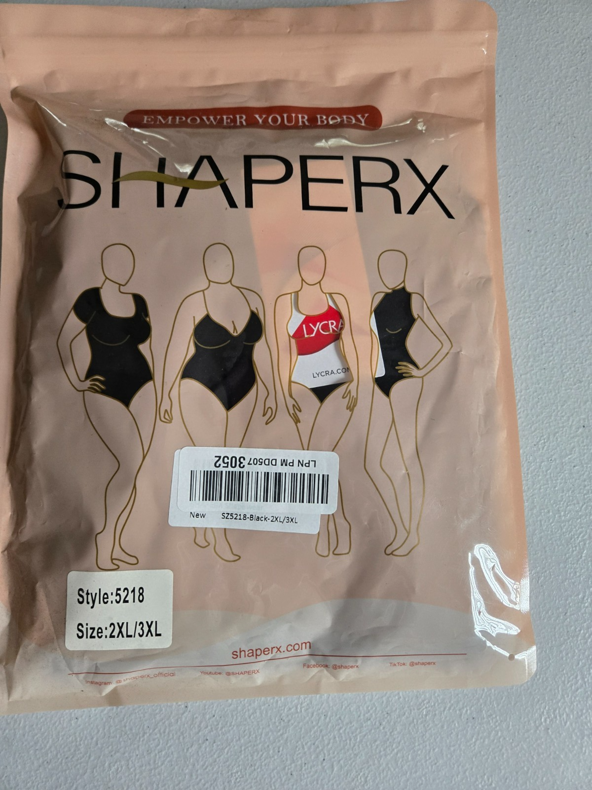 SHAPERX Women's Tummy Control Shapewear Bodysuit Thigh Slimmer Black Size L/XL-image