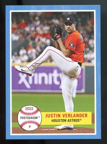 2022 Topps Throwback Thursday TBT Justin Verlander #123 Blue /10 Postseason