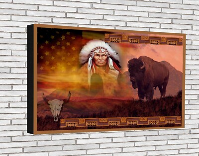 Native American Indians A By Gone Era the Buffalo Canvas Wrap Print 16x 24