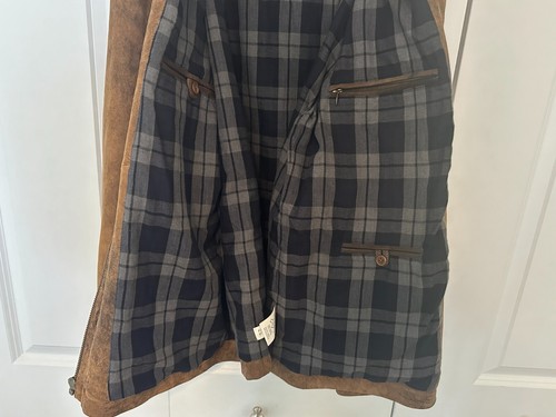 Chaqueta de Cuero Carbono 2 Cobalto Talla XL Para Hombre Genuina Cordero Marrón Bolsillo - Imagen 10 de 14