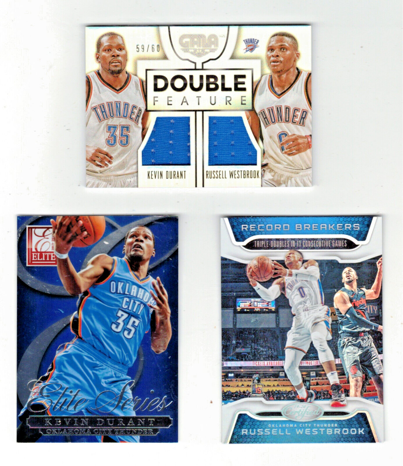 Kevin Durant/Russell Westbrook OKC Thunder Double Feature Game Worn Swatch 59/60