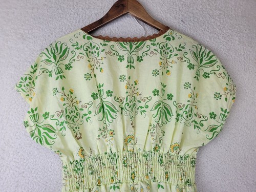 Vtg Sam & Max Babydoll Tunic Top Women's S Green Earthy Hippie 70s Y2k Deep V - Picture 16 of 24