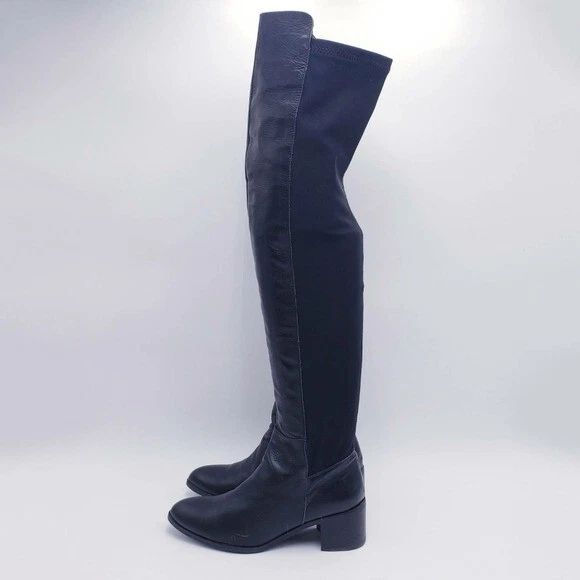 Botas por encima de la rodilla Charles David botas de cuero negras elásticas espalda para mujer talla 7 Foto 2 de 4