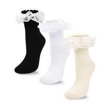 White Ruffle Socks for Women Girls Fancy Socks with Big Ruffle Frilly Dress S...