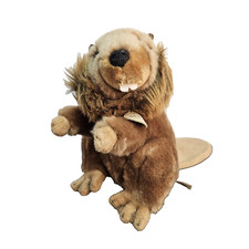 Aurora Miyoni Plush Stuffed Animal Beaver Toy Standing Flat Tail  Two Teeth