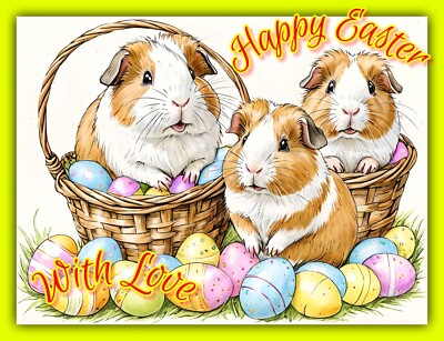 Meerschweinchen Osterkarte Gruß Blanko Tag Frühling A5 Liebeskarten Kinder Haustier Schweine