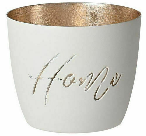 Windlicht 'Carpe Diem' Aus Eisen – Höhe 8,5 Cm, Farbe Sandstone Gold