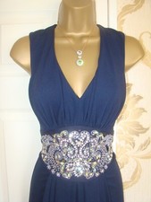 Lipsy VIP Sequin Size 8 Navy Blue Evening Party Prom Cocktail Cruise Maxi Dress