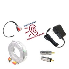 CCTV High Sensitive Microphone Kit with 50ft Wire for Audio Surveillance