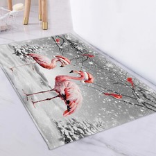 Winter Christmas Pink Flamingo Area Rug Play Carpet Living Room Floor Beach Mat