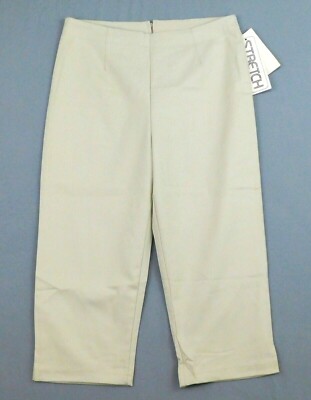 New Expressions Women Junior Capri Pants, Size 7/8, beige, cotton blend