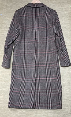 M&S Jacket Womens Size 10 Brown & Pink Wool Blend Pea Coat Button Fasten - Picture 2 of 13