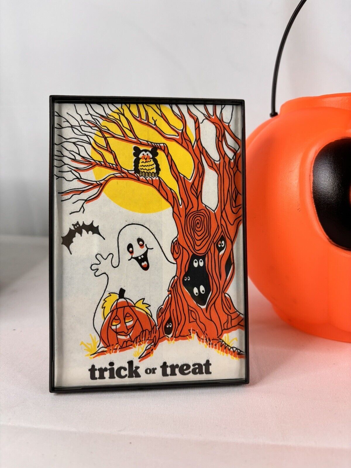 Halloween Alien Treat Bucket Collection 4 Mini Pails Framed Vintage Treat Bag
