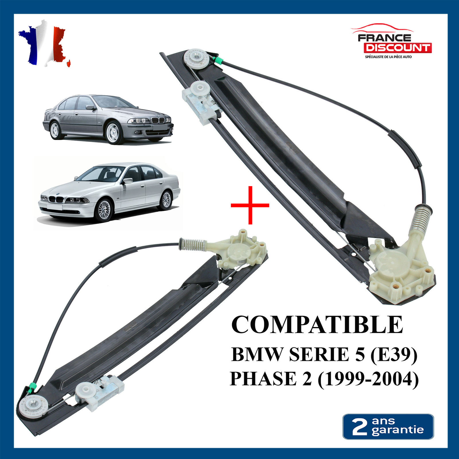 Leve vitre arriere gauche et droit pour BMW Serie 5 E39 de 1999 a 2004