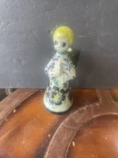 vintage tonala praying angel Mexican pottery folk Art Figurine  Candlestick