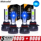 4x 9005 9006 Combo LED Headlight Kit High Low Beam Fog Bulbs 8000K Super Blue