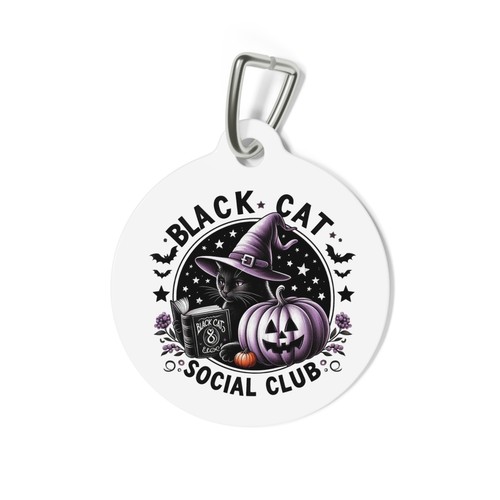 Black Cat Social Club 2 sided Pet Tag - Picture 3 of 5