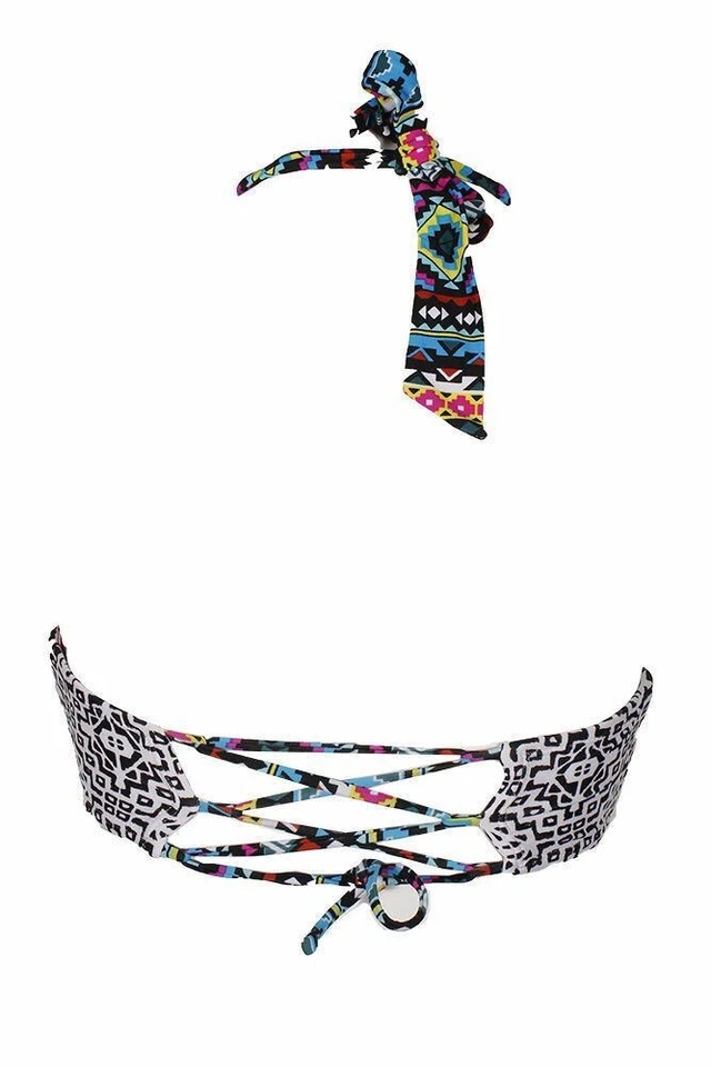 Parte superior de bikini Hula Honey Desert Daze cuello alto push-up negro XS M NUEVO CON ETIQUETAS Foto 4 de 4