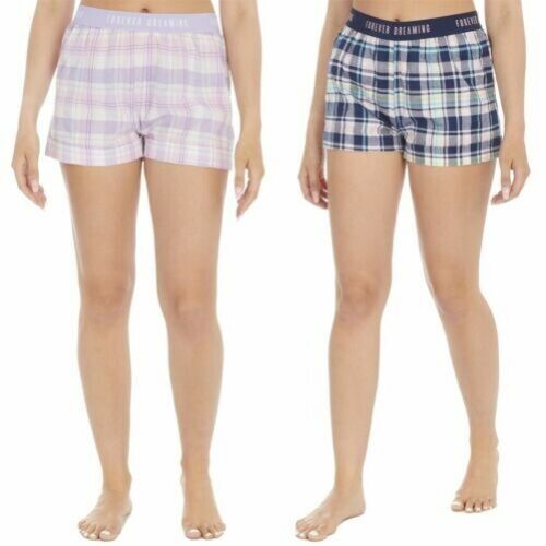 Ladies Check Pyjama Shorts Woven Lounge Short PJs Bottoms Pants - Afbeelding 1 van 12