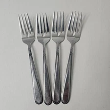 Rogers Korea Salad Fork Stainless Flatware Lot of 4 Beaded Elegance