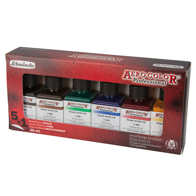 (291,96 /1l) Schmincke Aero Color 5+1 Sonderedition 6 x 28ml Airbrush Farben Set