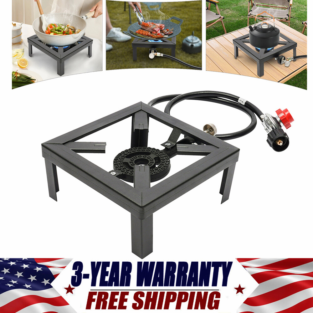 Propane Cooker Burner Stove Gas Outdoor Cooking Camping Stand BBQ Grill + Hose