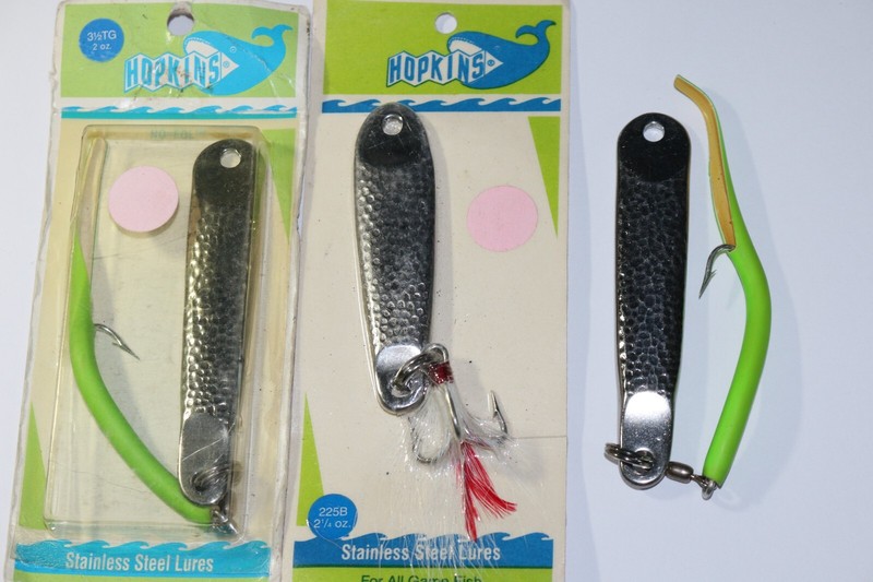 NOS vintage (6) fishing lures Hopkins, Tony Accetta, Sea Striker, Rip Splitter