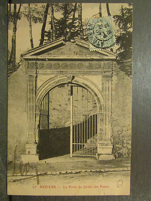 cpa 34 beziers la porte du jardin des poetes 