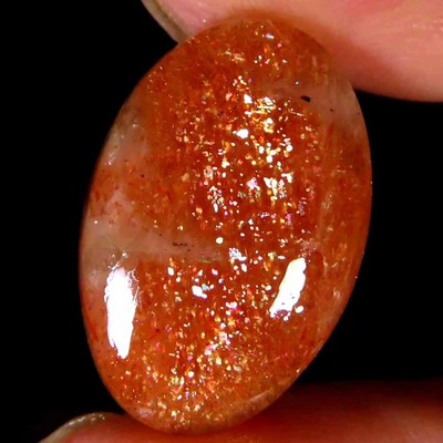 14,30Cts. 100 % natürlicher goldener Sonnenstein oval Cabochon 14 x 22 x 5 mm...