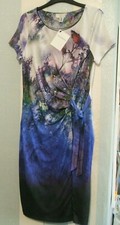 (R) Gray & Osbourn Apanage Femme White to Blue Scenic Dress 14 New with Tags