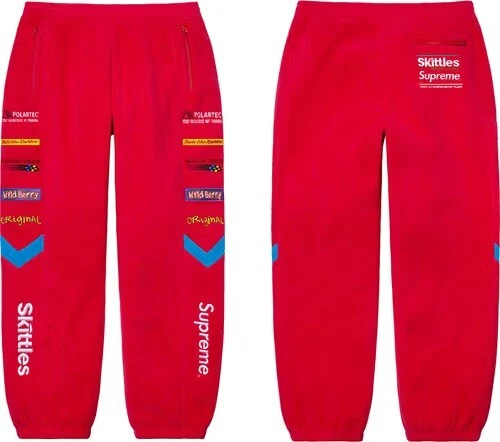 ?❇️Pantalon Polartec Supreme x Skittles taille XL rouge Tee shirt logo boîte NEUF❇️?