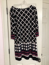 Jessica Howard Size L Women's Dress Geometric Design 3/4 Sleeves